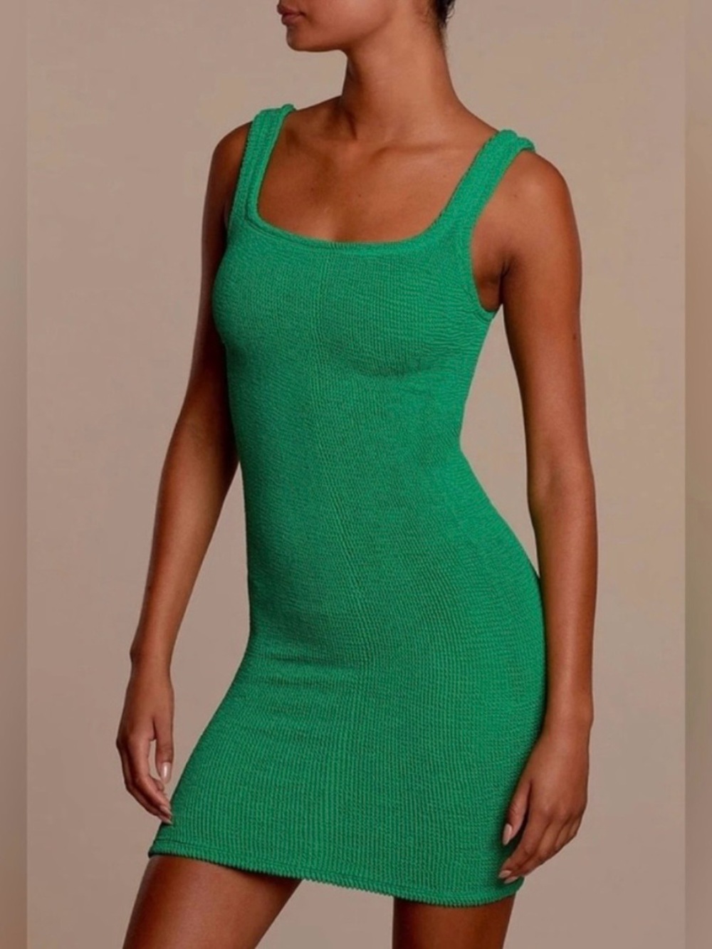 Hunza G bodycon tank mini dress in emerald green